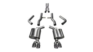 Dodge Challenger Performance Exhaust - Dual Rear Exit - CORSA Performance - Cat Back, Extreme, 3.5in Polished Tips - Polished - `15-`23